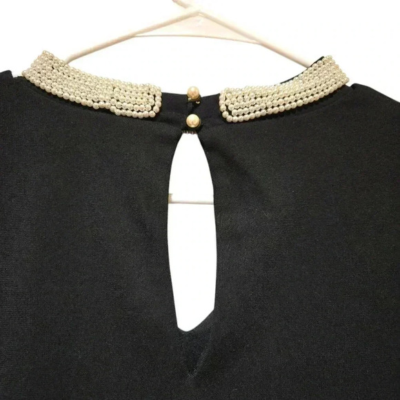 Karl Lagerfeld Beaded Long Sleeve Blouse Black Size M #118 - Picture 4 of 7